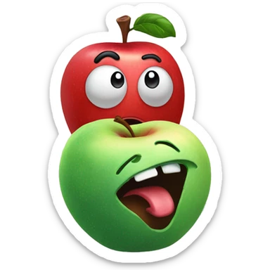 Una manzana con un gusano saliendo sticker
