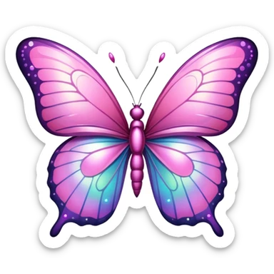 Pink butterfly with sparkles sticker