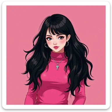 Blackpink inspired icon, photorealistic style, pink and black colors, modern pop look sticker