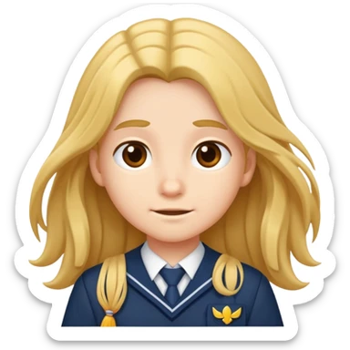 cartoon character with long hair wearing a school uniform sticker