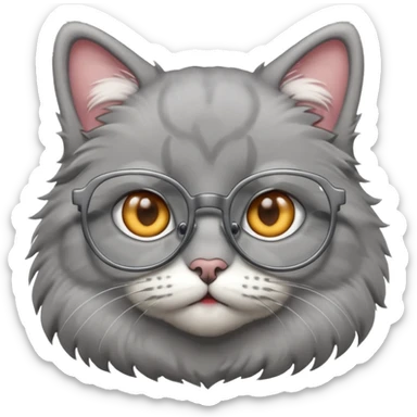 grey cat with glasses sticker