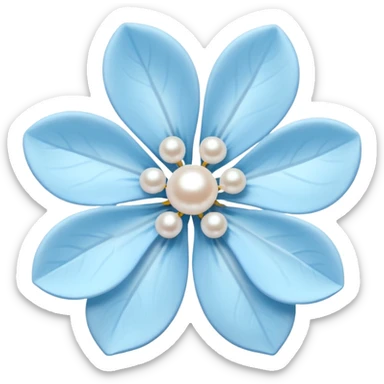 pale blue pastel sakura flower with a delicate pearl border sticker
