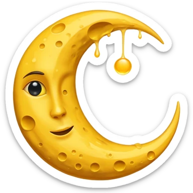 Mealting waning crescent moon make it without face and in yellow coliur sticker