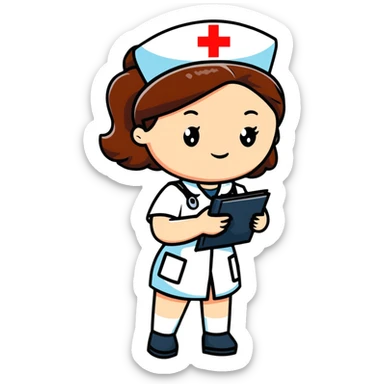 Nurse in uniform checking patients during hospital rounds sticker