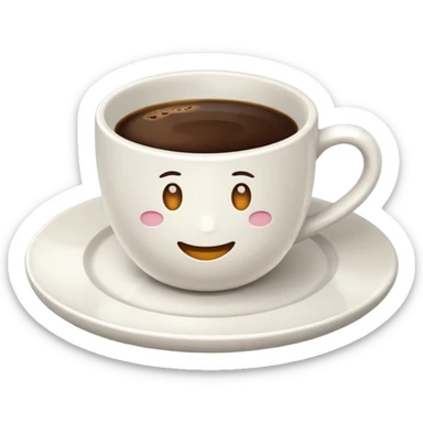 coffee cup on a plate, emoji style sticker
