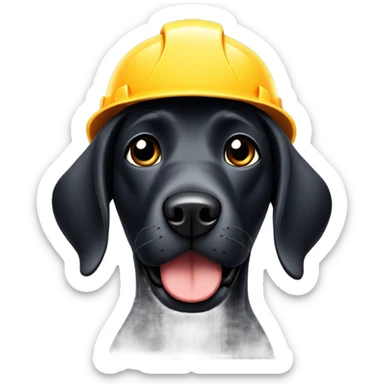 Black Labrador with hard hat sticker