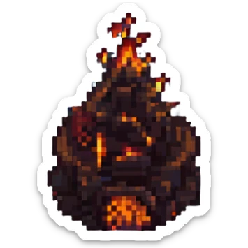 minecraft campfire pixel art night setting sticker