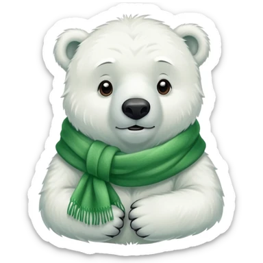 polar bear in green scarf sticker