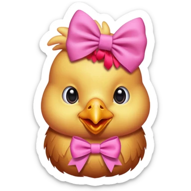 Pollito con un lazo rosado sticker