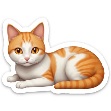 full body tiny short hair ginger and white cat with orange eyes lying down sticker