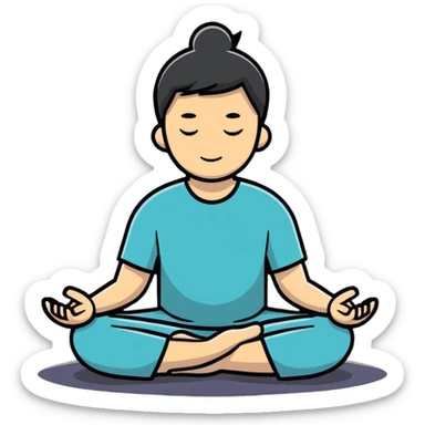 a guy meditating, peaceful, simple sticker