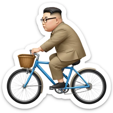 Kim Jong Un riding a bicycle from side view sticker