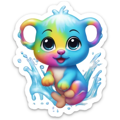 Lisa frank baby animal in water  sticker