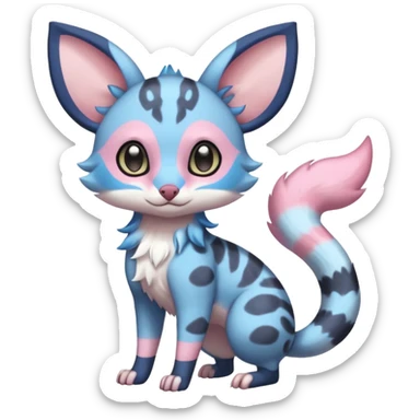 Rare realistic cool cute epic aesthetic colorful Amaura-Sylveon-Civet-Genet-species-Fakemon-hybrid-creature, with markings, full body sticker