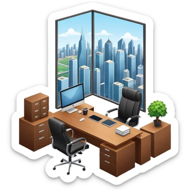 an office for ceo of company in an isometric style sticker