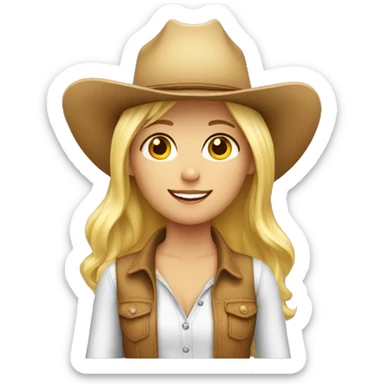 blonde girl wearing a cowboy hat sticker
