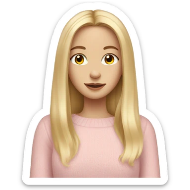 Beautiful white girl with long blonde hair wearing light pink sweater  sticker