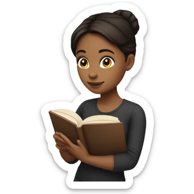 brunette girl reading a book in her hands sticker
