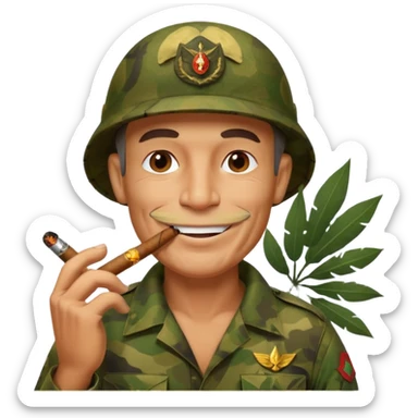 old school jungle commando smoking a cigar with a grin sticker