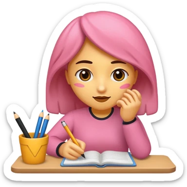 rosa escribiendo pensando sticker