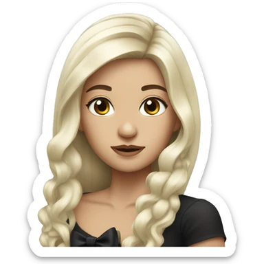 Girl with long platin hairs with black bow in her hair sticker