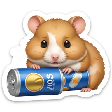 disheveled hamster laying on its side, flushed cheeks, empty beers nearby sticker