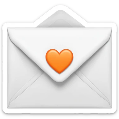white envelop with small orange heart inside sticker