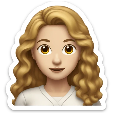 a woman with wavy, long, light brown hair, very white skin and light brown eyes sticker