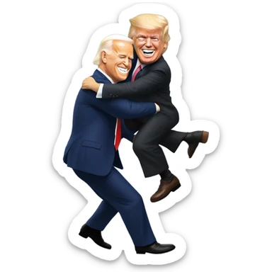 Donald Trump giving Joe Biden a piggyback ride ￼ sticker