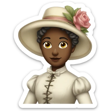 fair young girl in 19th century costume sticker