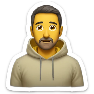 Armenian men in yellow sweatshirt shocked looking at kamera sticker