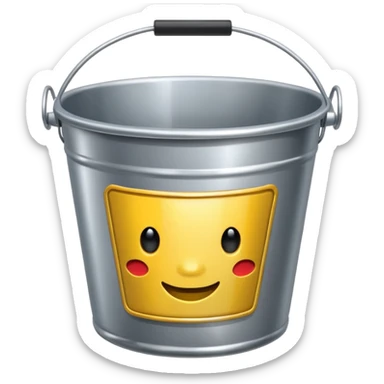 classic metal bucket, shiny and simple sticker