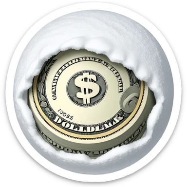 Snow ball with dollar bills  sticker