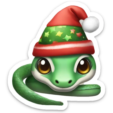 cute snake with christmas hat sticker