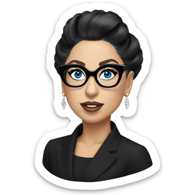 Lady gaga blue eyes black glasses classy updo  sticker