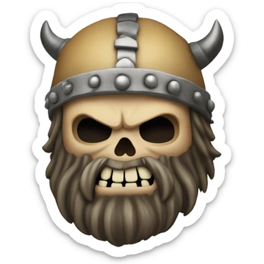 A bearded Viking skull biting onto the word toxic sticker