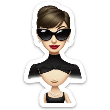 audrey hepburn holly golightly character sunglasses and black dress sticker