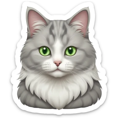 a grey and white cat sitting regally sticker