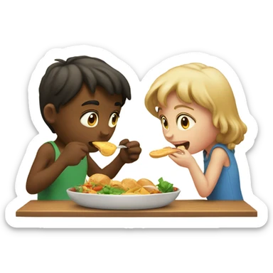 A boy and a girl tasting  sticker