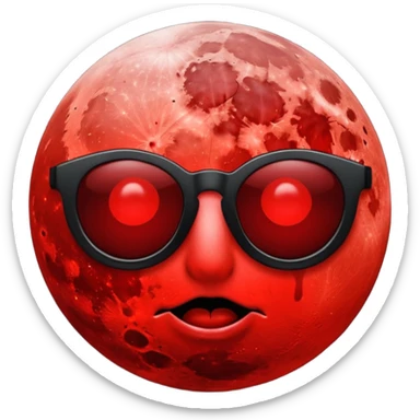 Blood moon without eyes mouth or nose. No white. Bloody red and black shades. Same real moon with blood red sticker