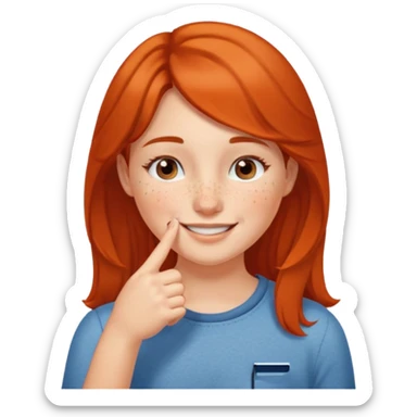 put a finger on the nose but In a cute way, bye a girl sticker