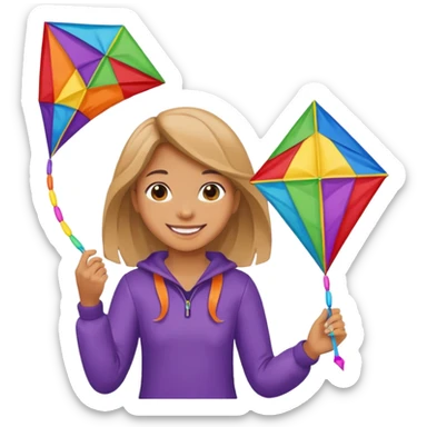 girl with kite,Kite Flyers, big kite. sticker