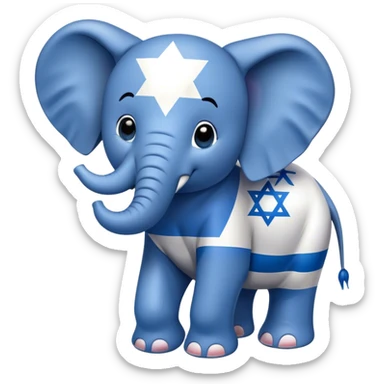 elephant with the israeli flag on its body apple style sticker