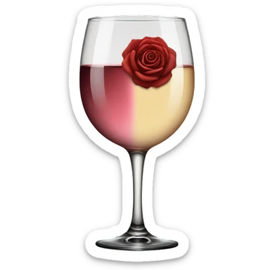 a glass of wine, half white and half rose sticker