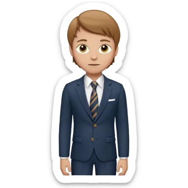 Young man, tailored trousers, a crisp button-down shirt, a blazer, and tie

 sticker