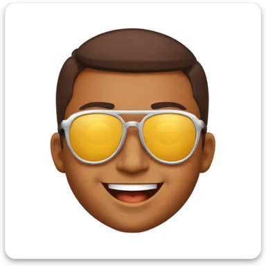 brown-skinned man with sunglasses, yellow background, classic emoji style, winking sticker