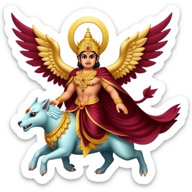 Vishnu flying on Garuda Burgundy sticker