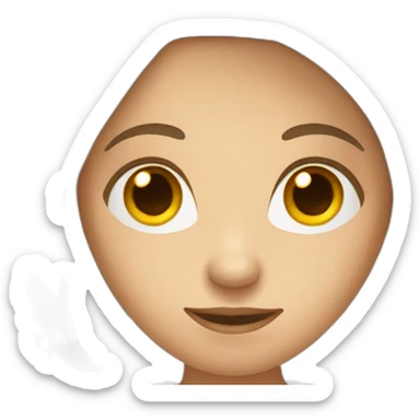 white woman with brown long hair reading sticker