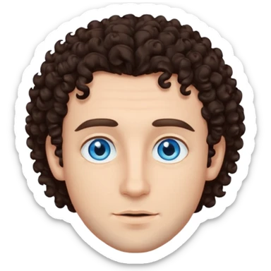 homme yeux bleu azur,cheveux brun foncé bouclé sticker