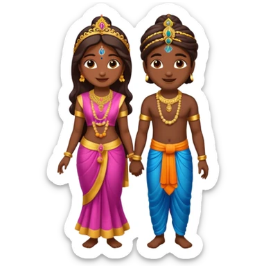 Krishna and Radha cute standing together  sticker